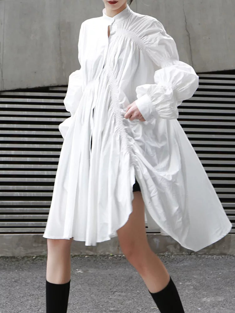 puff sleeve shirt dress