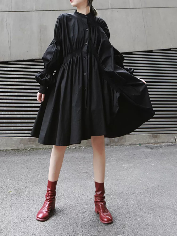 puff sleeve shirt dress