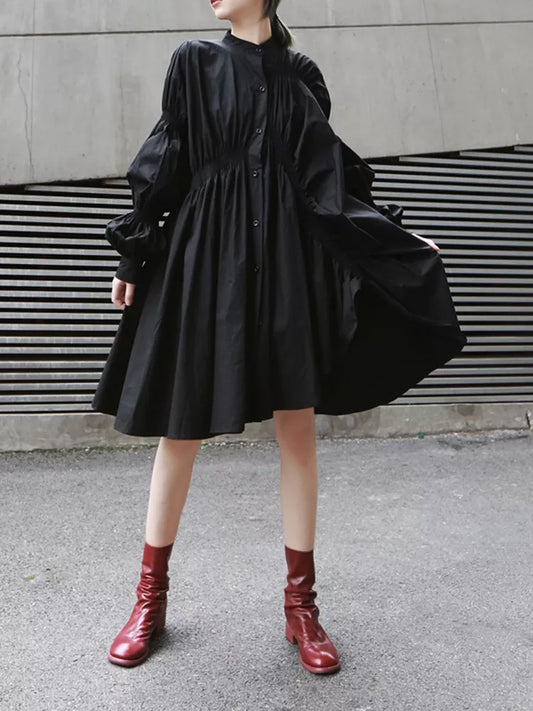 puff sleeve shirt dress